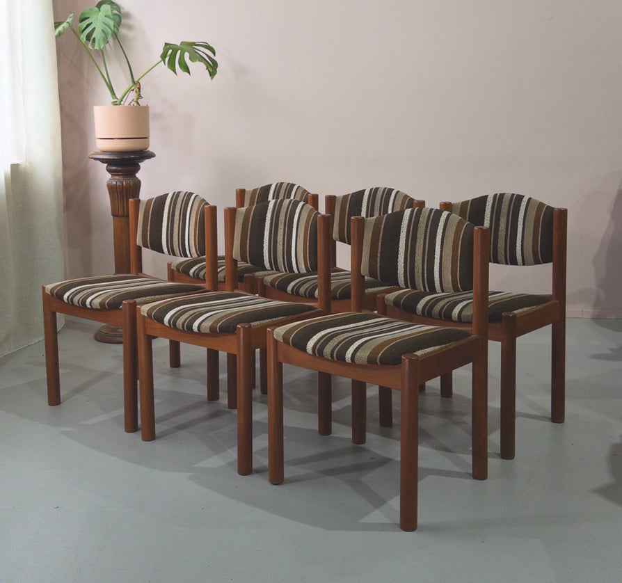 Six Mid-Century Dining Chairs in Original Fabric