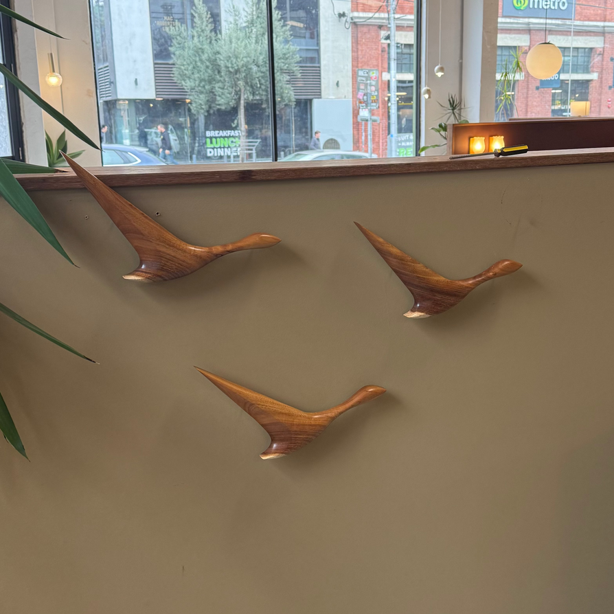 Set of Three Wild Ducks in Tasmanian Blackwood