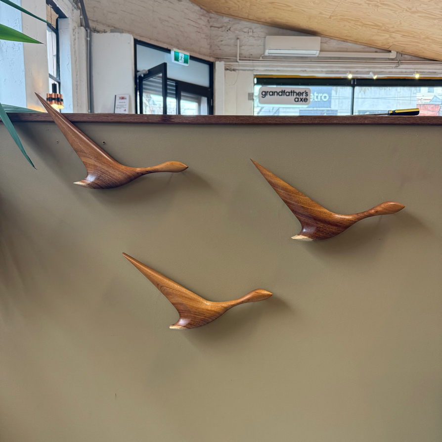 Set of Three Wild Ducks in Tasmanian Blackwood