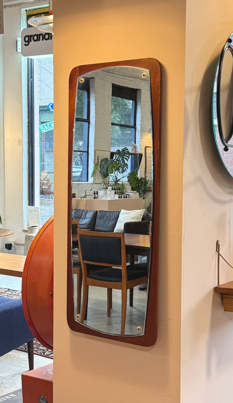 Danish Wall Mirror Set on a Teak Base