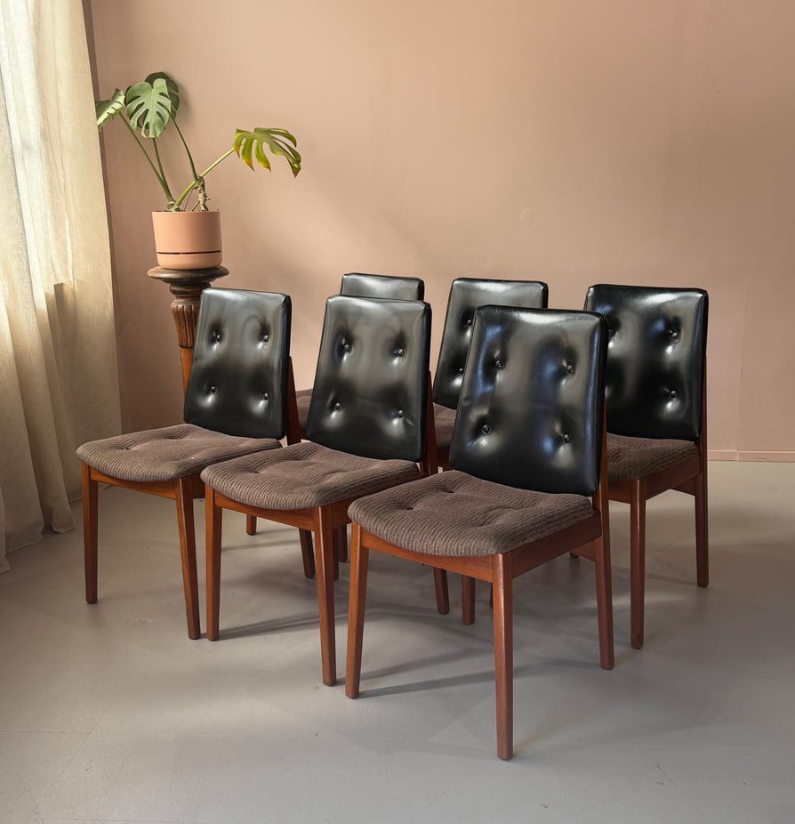Six Noblett "Slab" Back Dining Chairs