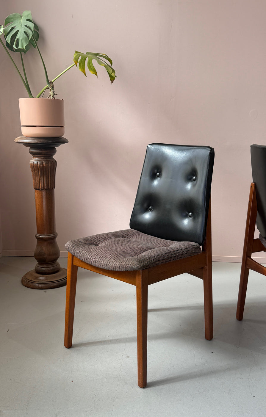 Six Noblett "Slab" Back Dining Chairs