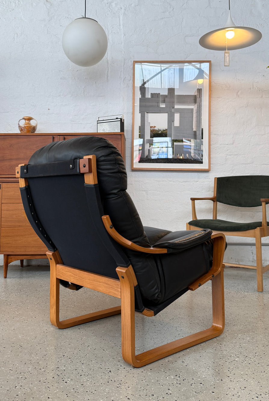 Tessa Monaco Lounge Chair in Black Leather