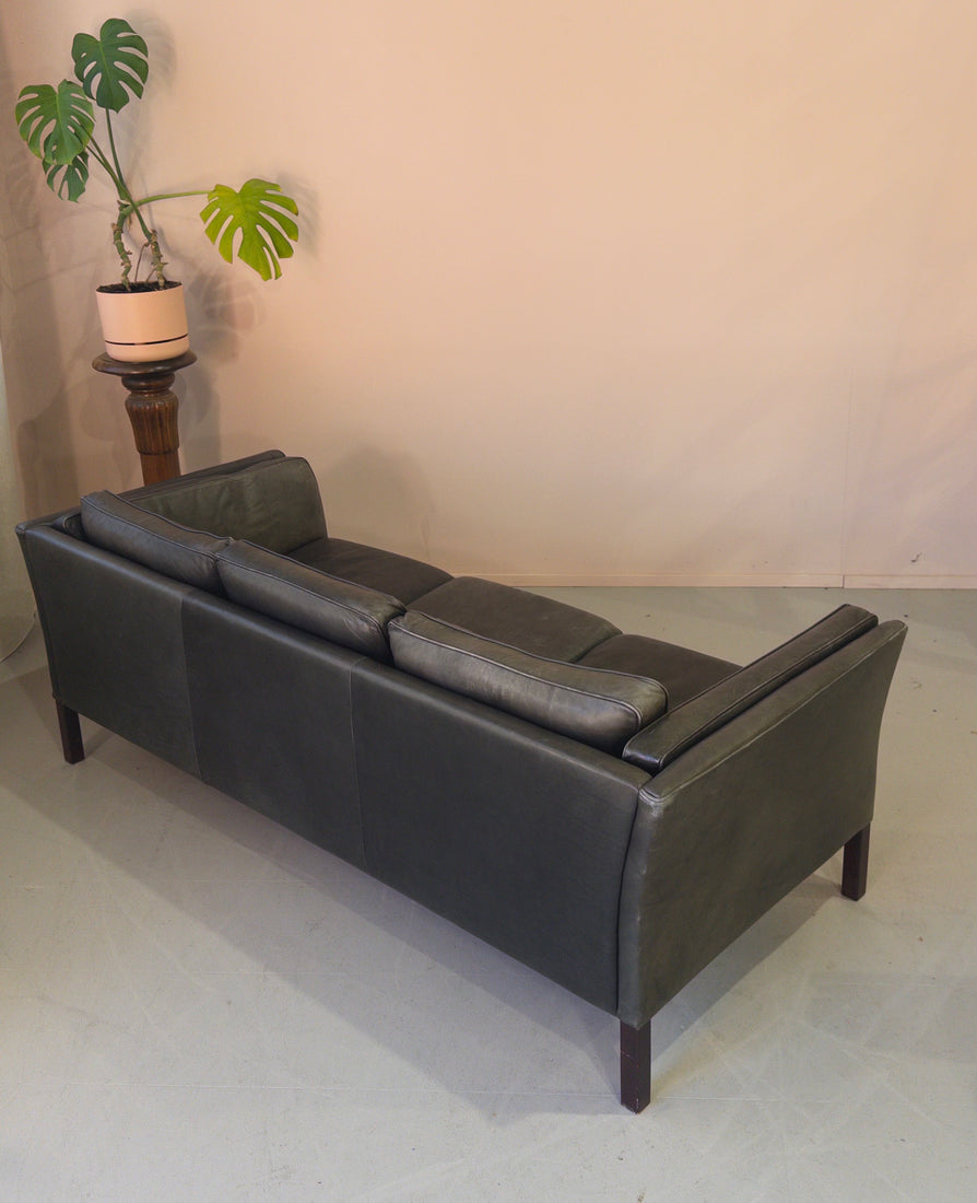 Stouby Three Seater Sofa in Dark Grey Leather