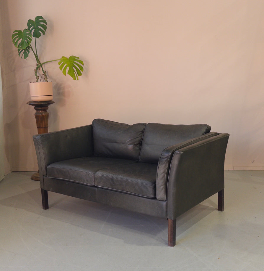 Stouby Two Seater Sofa in Dark Grey Leather