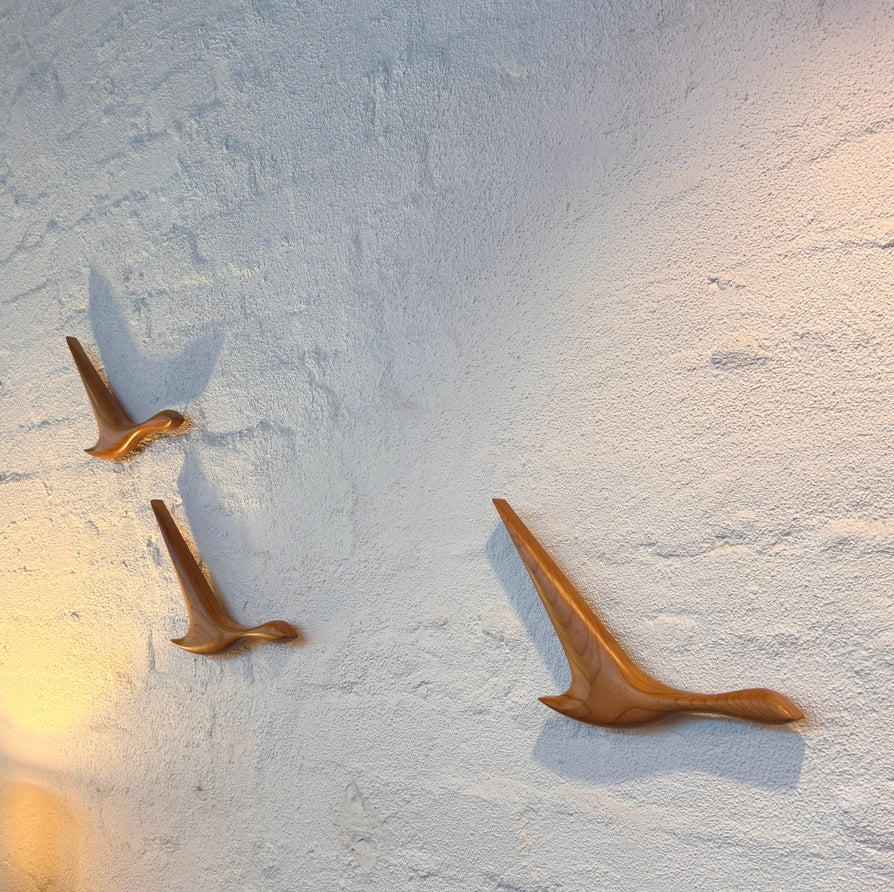 Set of Three Wild Ducks in American Cherry