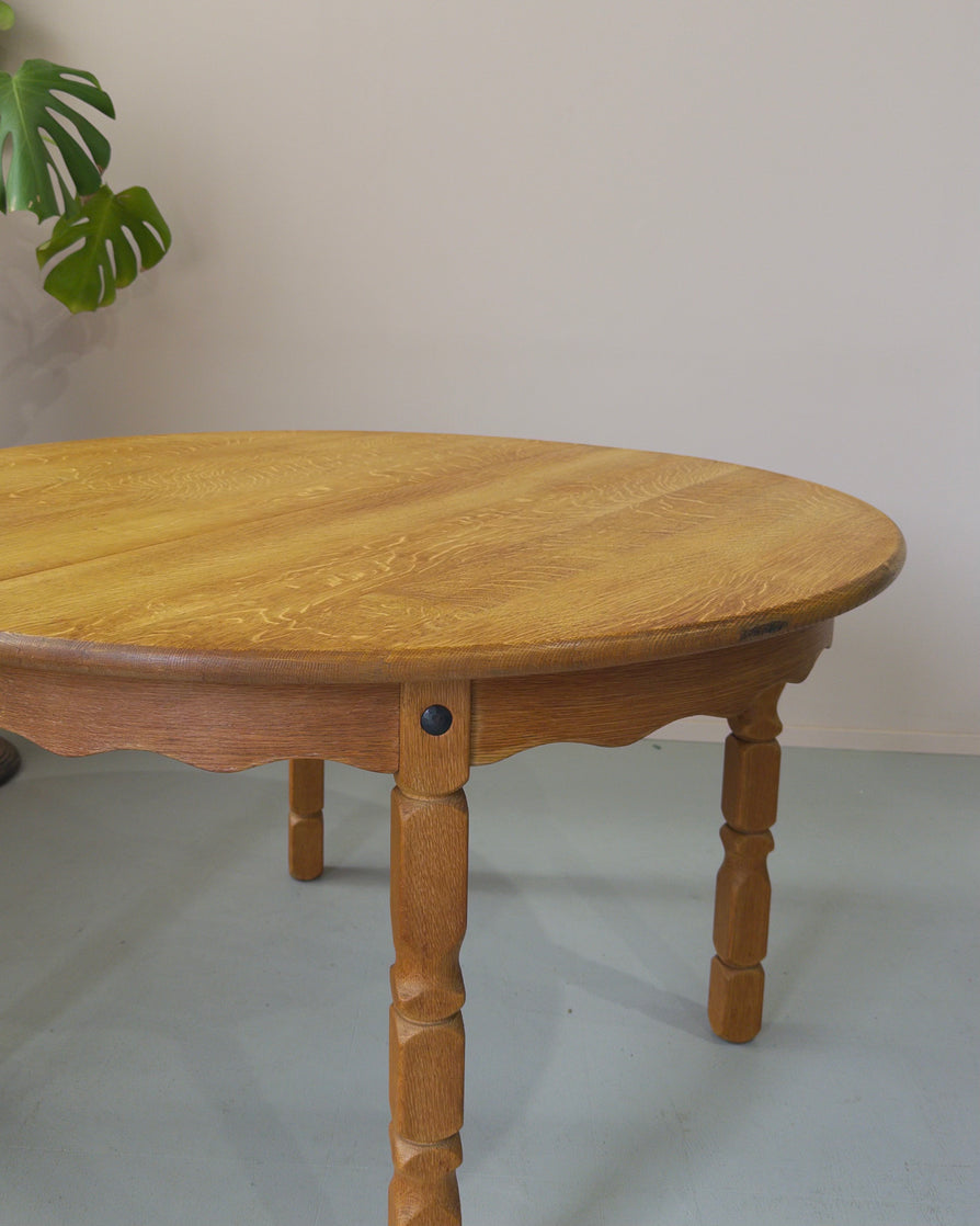 Henning Kjærnulf Round Extension Dining Table in Oak