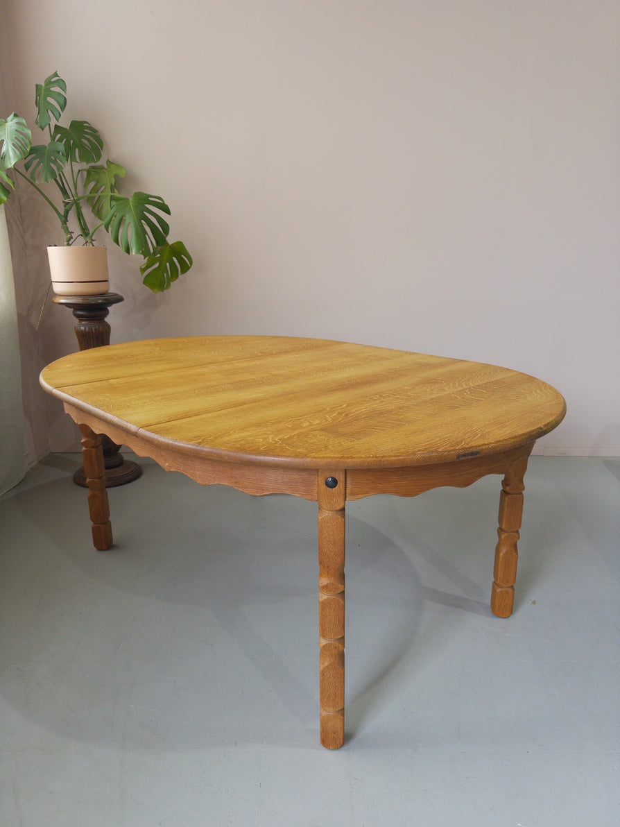 Henning Kjærnulf Round Extension Dining Table in Oak