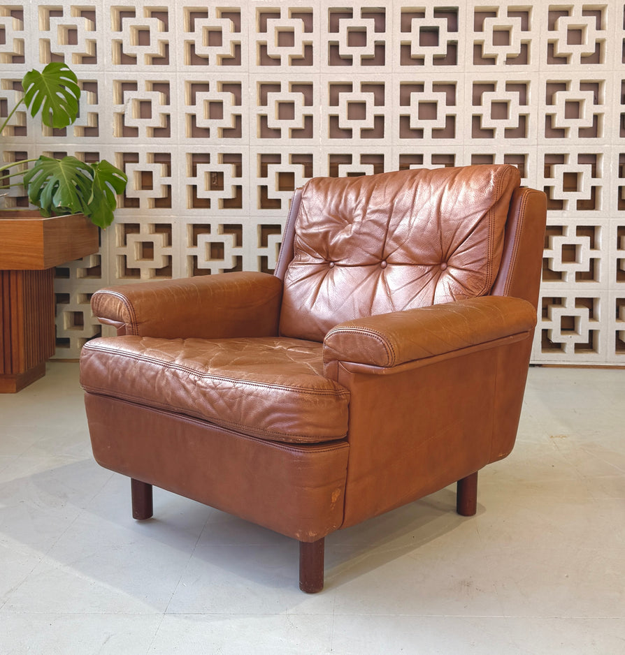 Danish Lounge Chair in Tan Leather