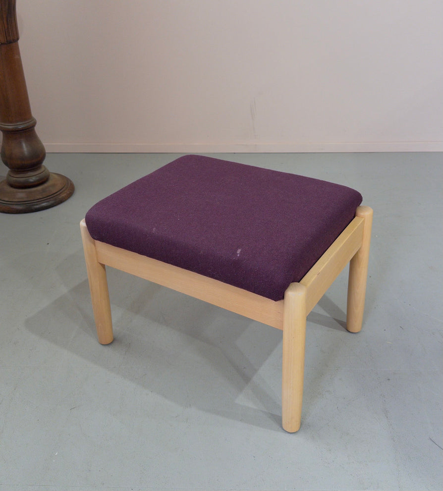 Danish Footstool with Storage Compartment in Aubergine