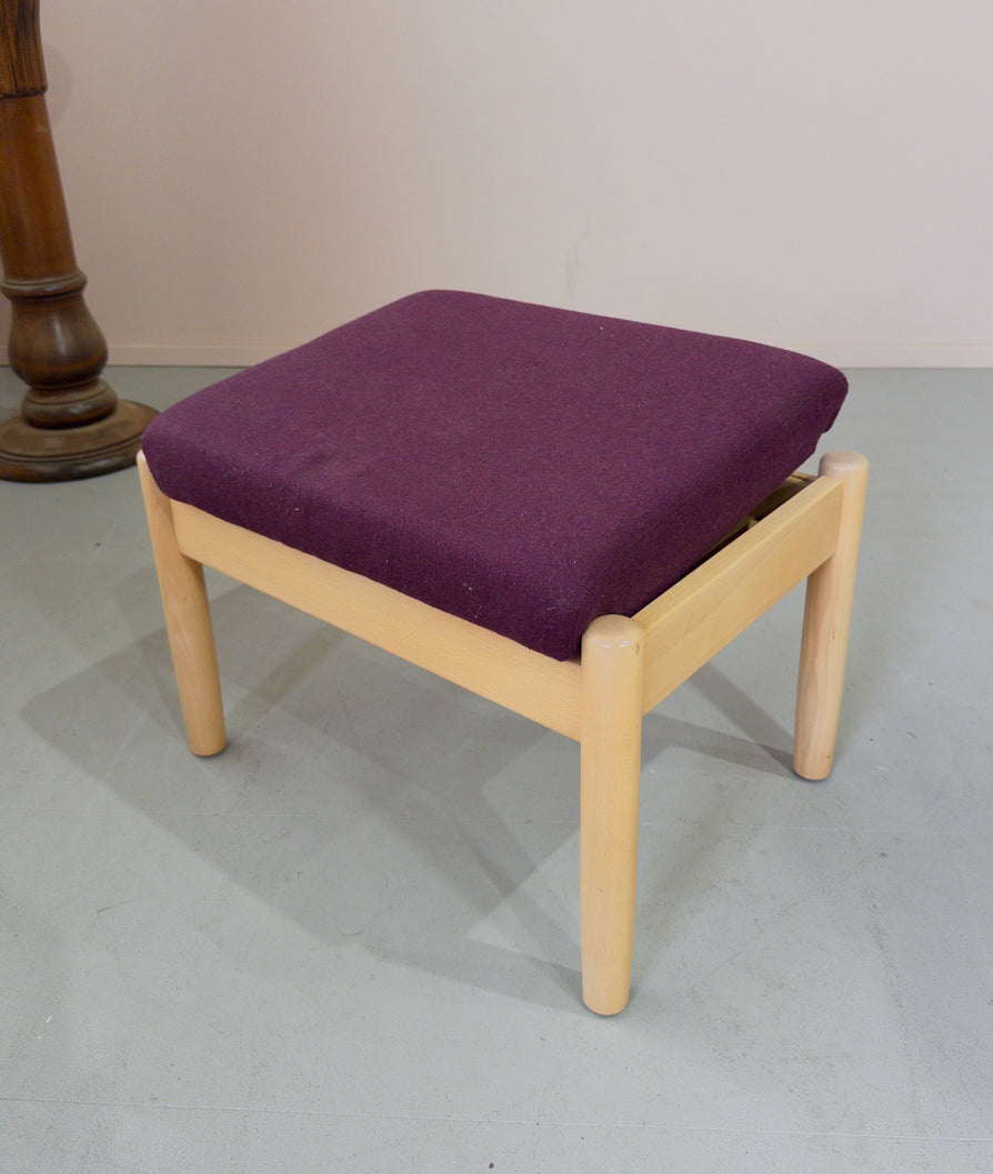 Danish Footstool with Storage Compartment in Aubergine
