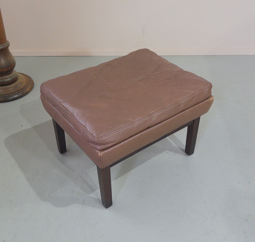 Danish Footstool in Milk Chocolate Leather