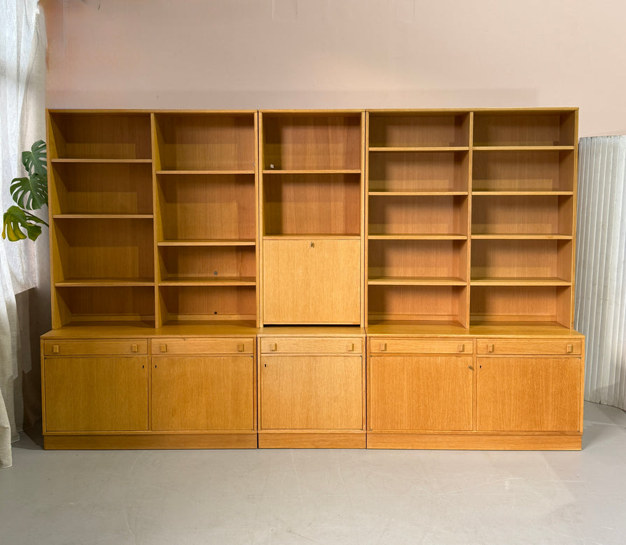 Three-Bay Danish Wall Unit in European Oak