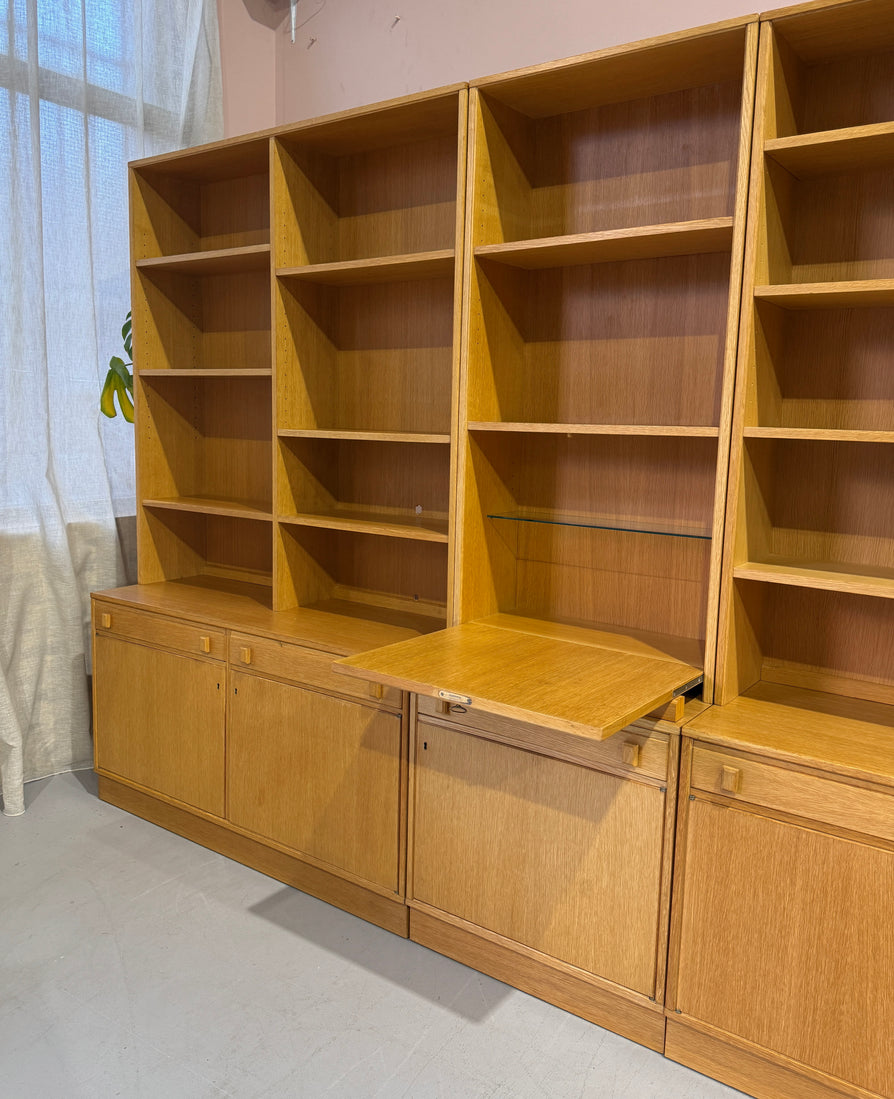 Three-Bay Danish Wall Unit in European Oak