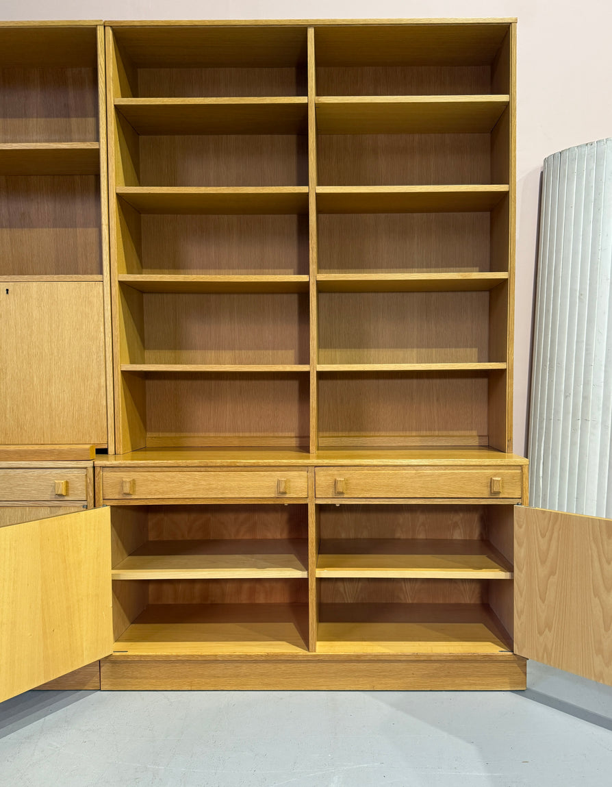 Three-Bay Danish Wall Unit in European Oak