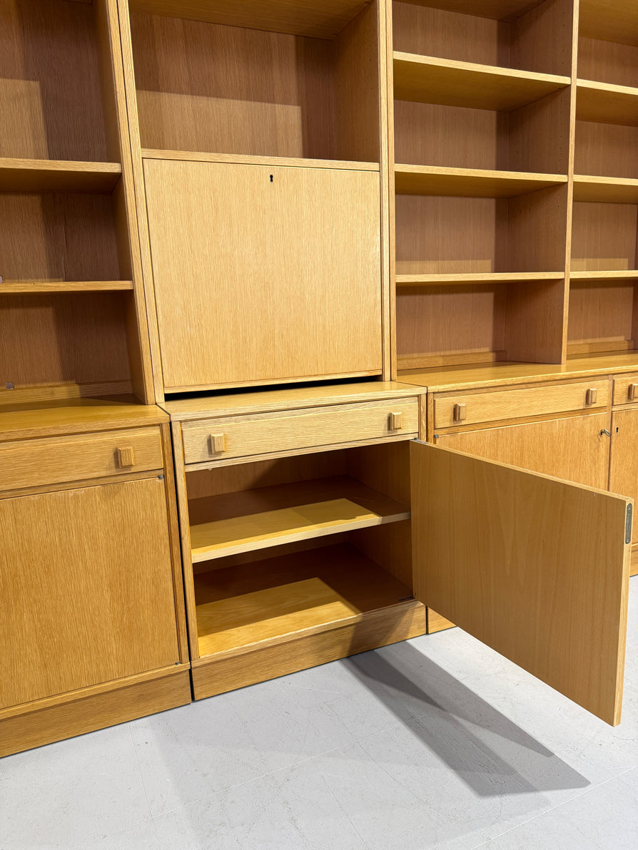 Three-Bay Danish Wall Unit in European Oak