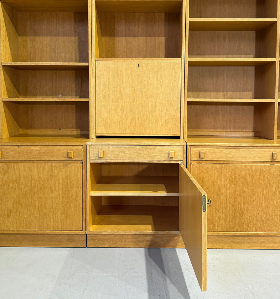Three-Bay Danish Wall Unit in European Oak