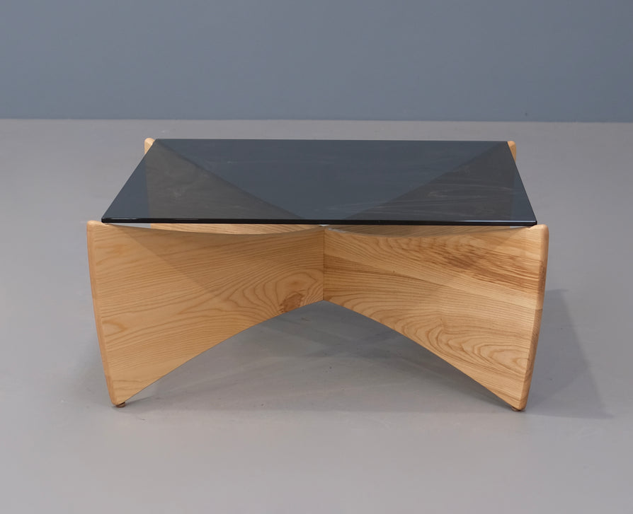 TH Brown Venus Coffee Table in Clear Ash & Smoked Glass