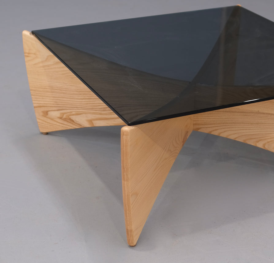 TH Brown Venus Coffee Table in Clear Ash & Smoked Glass