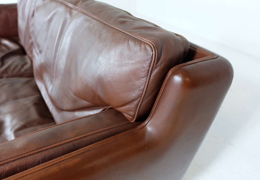 Illum Wikkelsø Two Seat Sofa in Brown Leather
