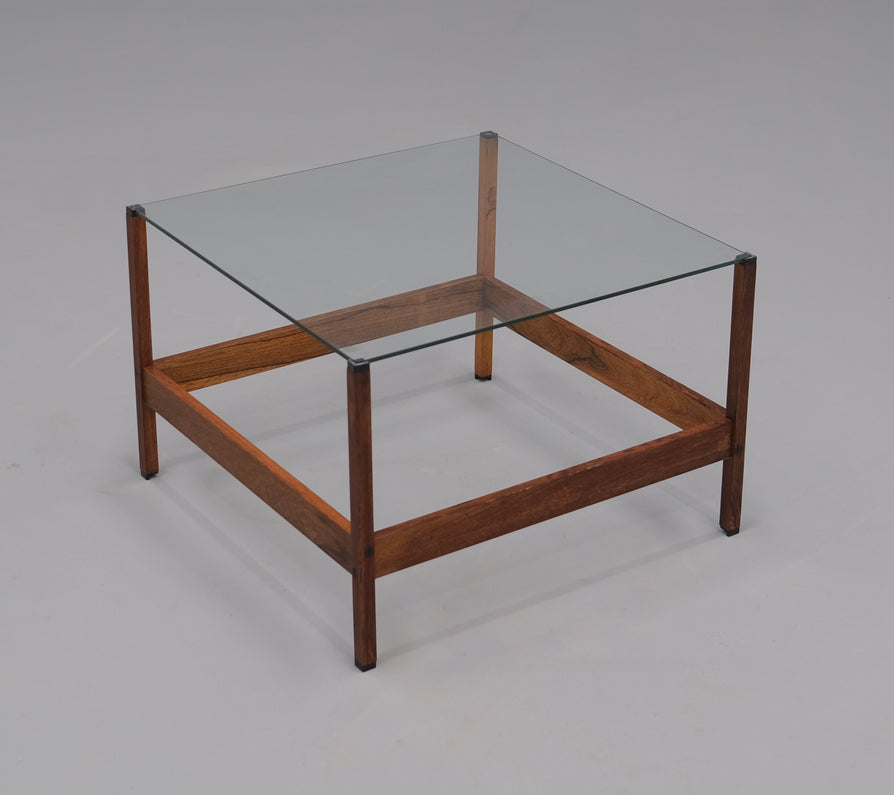 Danish Corner  / Coffee Table in Rosewood & Glass