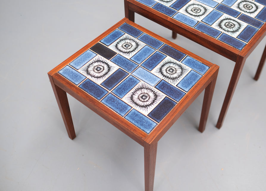 Danish Nest of Tables in Rosewood & with a Tile Top
