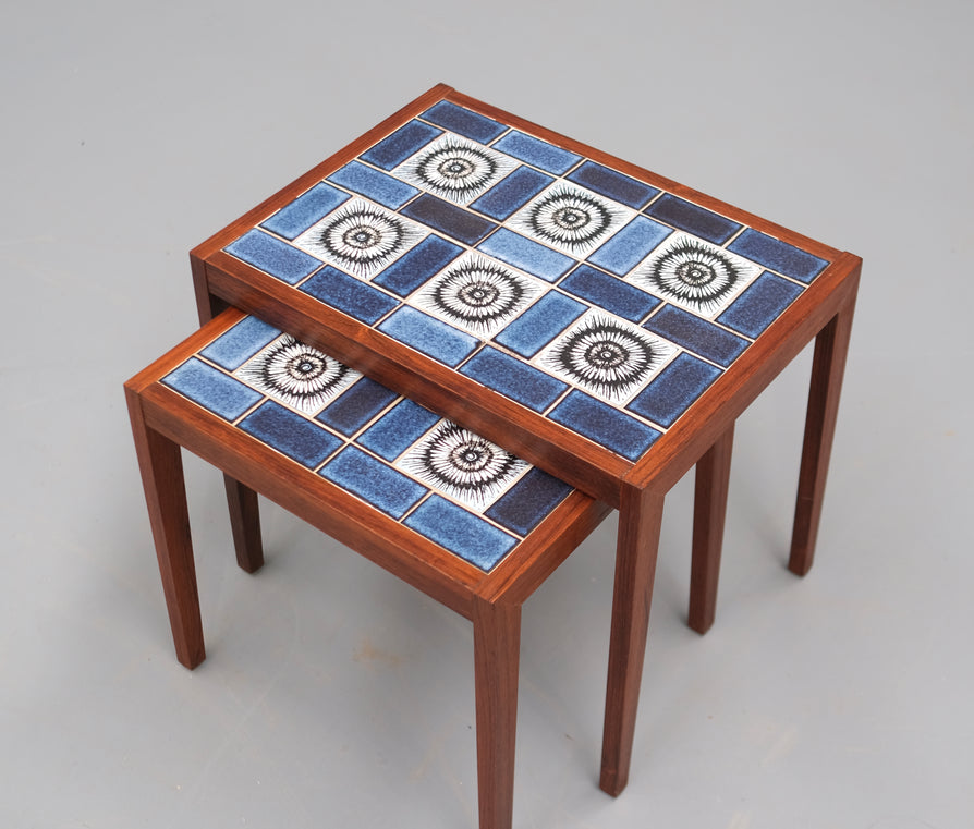 Danish Nest of Tables in Rosewood & with a Tile Top
