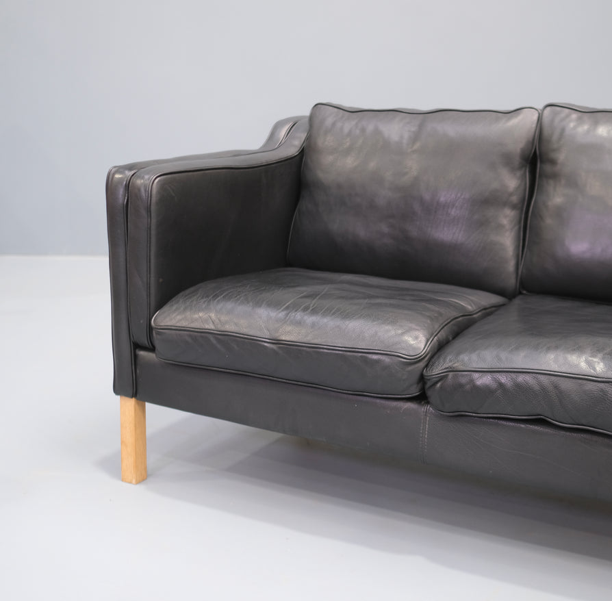 Classic Danish Sofa in Black Leather