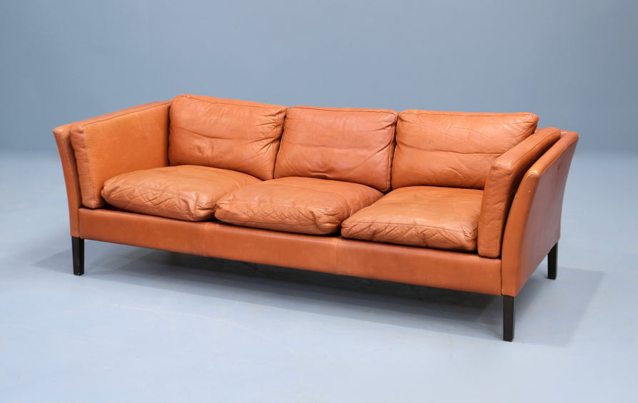 Three Seater Sofa in Tan Leather