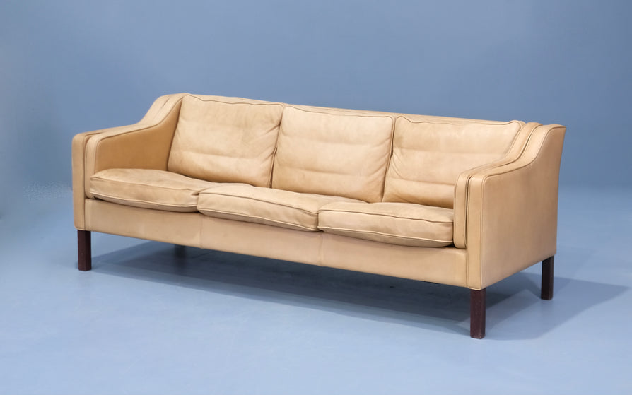Danish Three Seater Sofa in Natural Leather