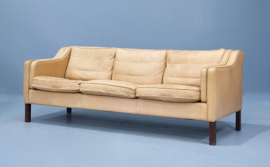 Danish Three Seater Sofa in Natural Leather