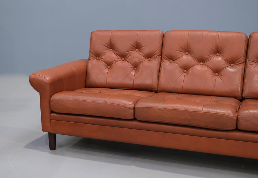 Danish Sofa in a Red Tan Leather