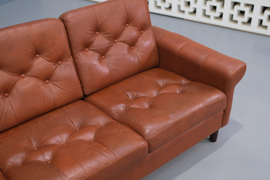 Danish Sofa in a Red Tan Leather