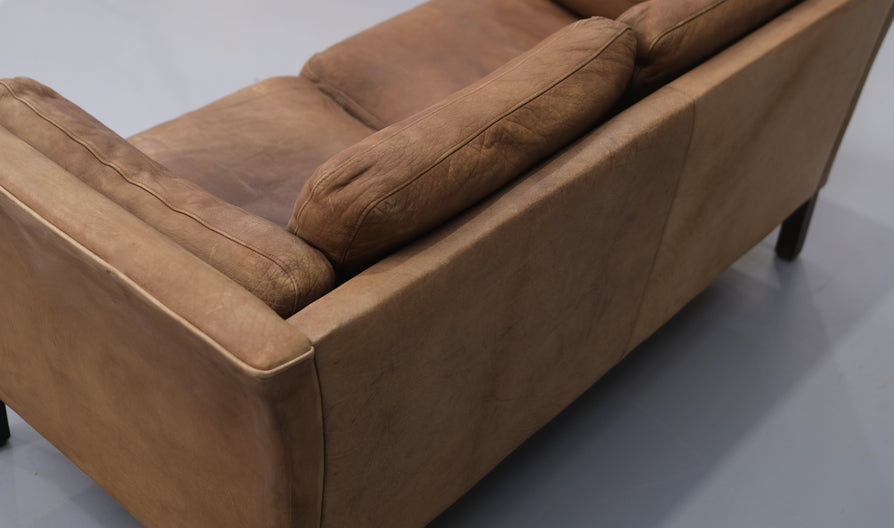 Danish Two-Seater Sofa in Mushroom Leather