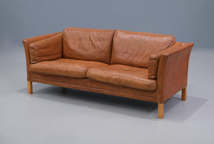 Danish 2.5 Seater Sofa in Tan Leather