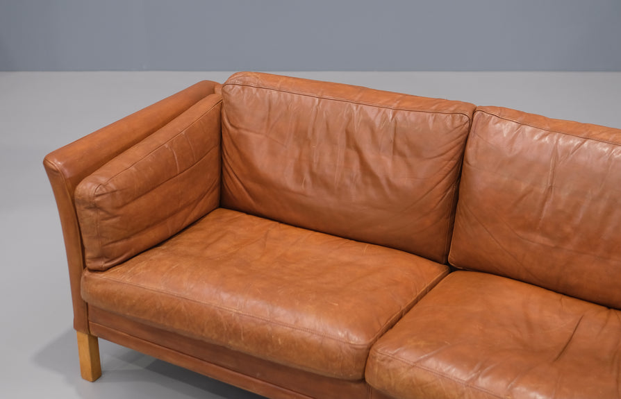 Danish 2.5 Seater Sofa in Tan Leather