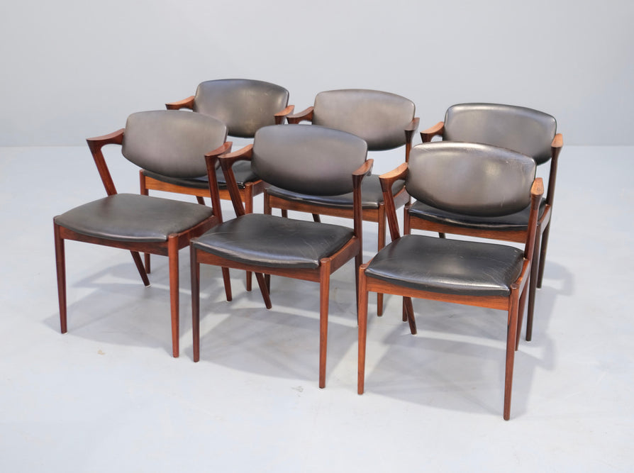 Six Kai Kristiansen #42 Dining Chairs in Rosewood
