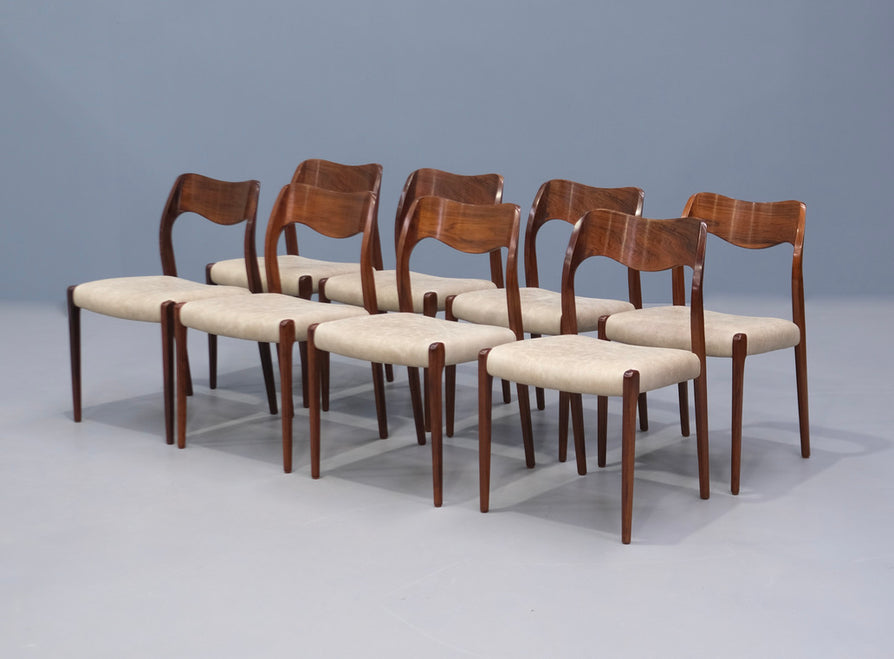 Eight Møller 71 Dining Chairs in Rosewood