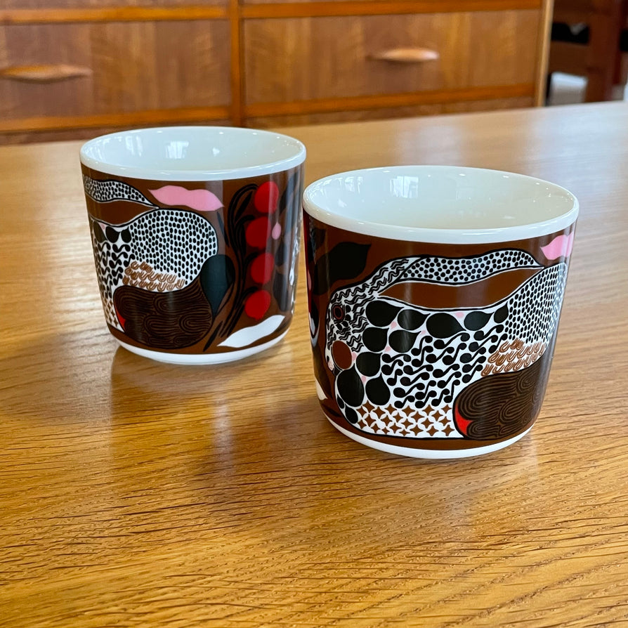 Marimekko Pair of Coffee Cups - Oiva / Rusakko