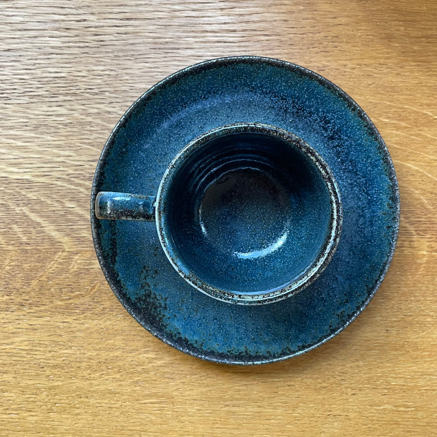 Glazed Ceramic Espresso Cup & Saucer Set - Urumi