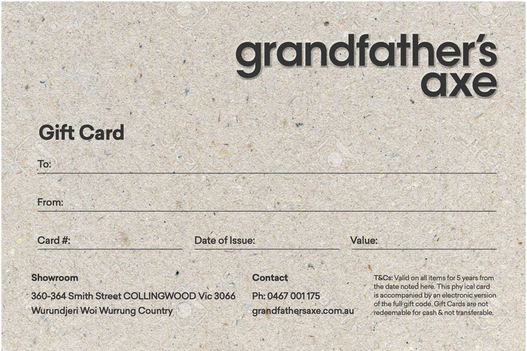 Grandfather's Axe Gift Card $100